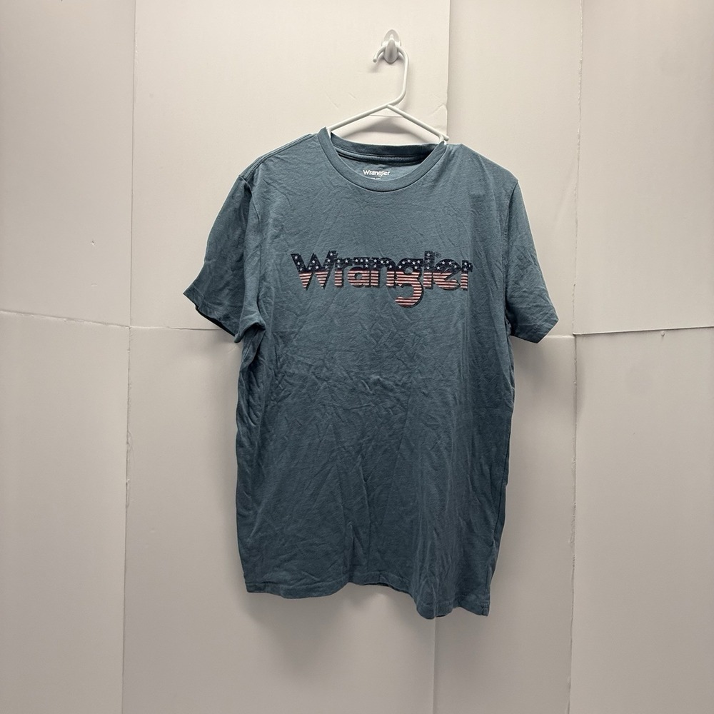 blue wrangler american flag style tshirt  size medium